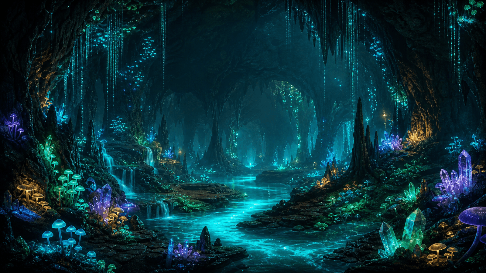 Bioluminescent Cave Network theme pack preview